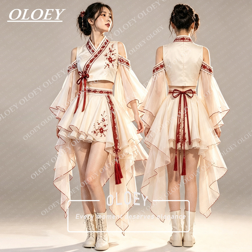 Modern Korean Lifestyle - OLOEY Set Hanbok Konser Pendek Merah